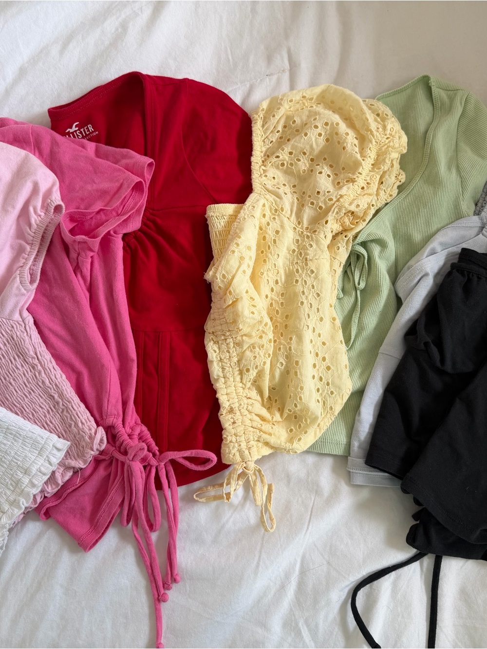 Hollister Red and Pink Women's Camisole Set with Yellow Accent-bundle of 9 tops